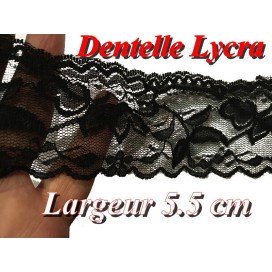 Dentelle Lycra Au Mètre En 5,5  Cm Noir , Pour Lingerie Et Customisations.