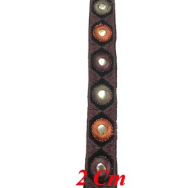 Ruban Galon Miroir En 2 Cm Brique Et Taupe Sur Fond Nid De Vin Pour Décorations.