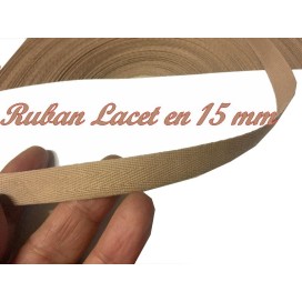 Ruban Lacet Sergé En 15 mm Kaki Clair En coton  A Coudre Pour Loisirs Créatifs Et Décorations.