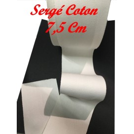 Ruban Sergé Au Mètre En Grande Largeur De 7,5 Cm Blanc En Coton  A Coudre Pour Loisirs Créatifs Et Décorations.