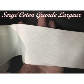 Ruban Sergé Au Mètre En Grande Largeur De 7,5 Cm Blanc En Coton  A Coudre Pour Loisirs Créatifs Et Décorations.