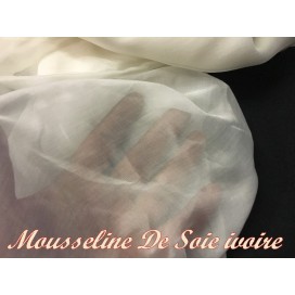 Tissu Mousseline de Soie  IVOIRE Au Mètre Couture.