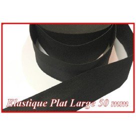 Elastique Plat Large  50 mm Noir Au Mètre  Pour La Couture.