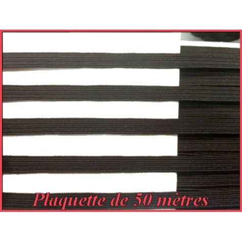 Plaquette De 50 Mètres D'élastique Plat 6 mm Noir ou Blanc Couture