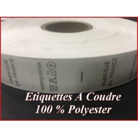 Etiquette De Vêtements  100 % Polyester x  Par 2500 Pièces A Coudre De Composition Textile , Contexture " FABRIQUE EN FRANCE ".