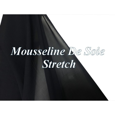 Tissu Mousseline De Soie Stretch Bleu Marine Couture  Au Mètre.