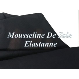 Tissu Mousseline De Soie Stretch Bleu Marine Couture  Au Mètre.