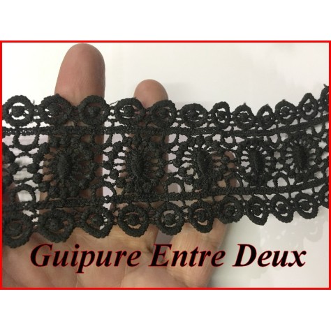 Guipure Entre Deux Au Mètre En 6 Cm Noir Pour La Customisations Et Décorations De vetements.