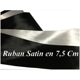 Ruban Satin Noir En 75 mm / 7,5 Cm Au Mètre Pour Décorations Et Loisirs Créatifs