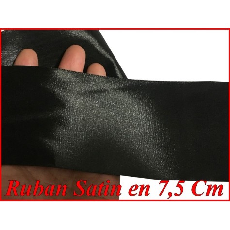 Ruban Satin Noir En 75 mm / 7,5 Cm Au Mètre Pour Décorations Et Loisirs Créatifs