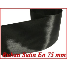 Ruban Satin Noir En 75 mm / 7,5 Cm Au Mètre Pour Décorations Et Loisirs Créatifs