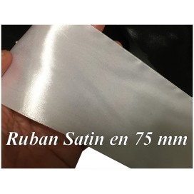 Ruban Satin Blanc En 75 mm / 7,5 Cm Au Mètre Pour Décorations Et Loisirs Créatifs