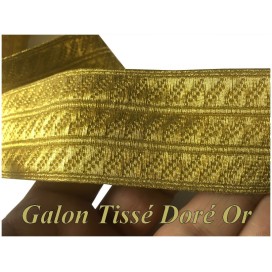Ruban Galon Doré Tissé En Filet Or Métallisé Lurex Au Mètre En 4 Cm De Largeur  A Coudre.