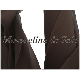 Tissu Mousseline De Soie Marron Chocolat Couture  Au Mètre.