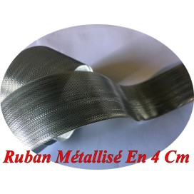 Ruban Argent Métallisé Lurex Au Mètre En 4 Cm De Largeur  A Coudre.
