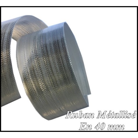 Ruban Argent Métallisé Lurex Au Mètre En 4 Cm De Largeur  A Coudre.