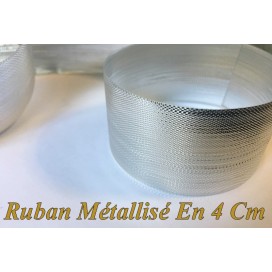 Ruban Argent Métallisé Lurex Au Mètre En 4 Cm De Largeur  A Coudre.