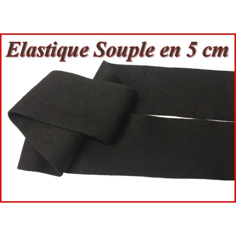 elastique Noir Souple Plat en 5 Cm Au Mètre Pour Lingerie Et Customisations