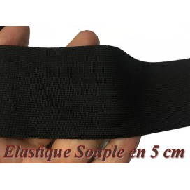 elastique Noir Souple Plat en 5 Cm Au Mètre Pour Lingerie Et Customisations