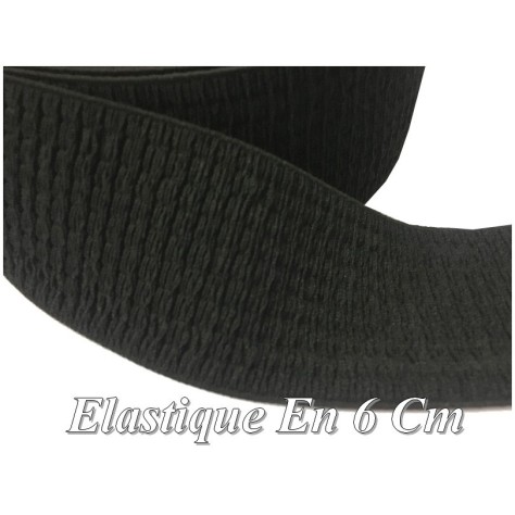 Elastique Plat Fripé et Brodé  Noir En 6 Cm Au Mètre A Coudre  Pour Ceintures Loisirs Créatifs La Customisations.