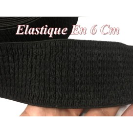Elastique Plat Fripé et Brodé  Noir En 6 Cm Au Mètre A Coudre  Pour Ceintures Loisirs Créatifs La Customisations.