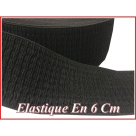 Elastique Plat Fripé et Brodé  Noir En 6 Cm Au Mètre A Coudre  Pour Ceintures Loisirs Créatifs La Customisations.