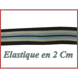 Elastique Plat Au Mètre en 20 mm A Rayure Rouge Et Noir  Pour La Couture.