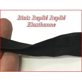 Biais Elastique replié En 2  Cm Noir Ruban Lycra  Pour Lingerie, et Customisations.