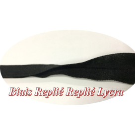 Biais Elastique replié En 2  Cm Noir Ruban Lycra  Pour Lingerie, et Customisations.