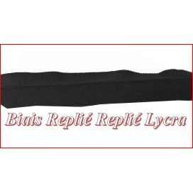 Biais Elastique replié En 2  Cm Noir Ruban Lycra  Pour Lingerie, et Customisations.