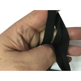 Biais Elastique replié En 2  Cm Noir Ruban Lycra  Pour Lingerie, et Customisations.