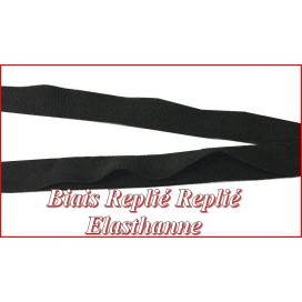 Biais Elastique replié En 2  Cm Noir Ruban Lycra  Pour Lingerie, et Customisations.