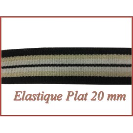 Elastique Plat Au Mètre en 20 mm A Rayure Rouge Et Noir  Pour La Couture.