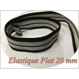 Elastique Plat Au Mètre en 20 mm A Rayure Rouge Et Noir  Pour La Couture.