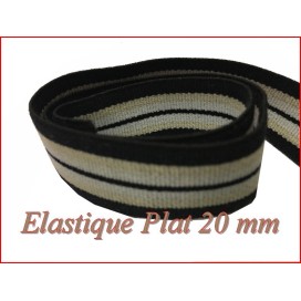 Elastique Plat Au Mètre en 20 mm A Rayure Rouge Et Noir  Pour La Couture.