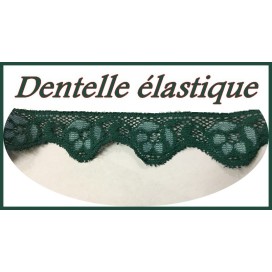Dentelle Rachel Lycra Elastique Au mètre  En 2.5 cm Vert Emeraude Couture Pour Lingerie, Décorations Et Loisirs Créatifs.