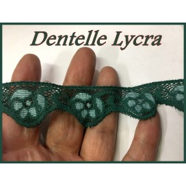 Dentelle Rachel Lycra Elastique Au mètre  En 2.5 cm Vert Emeraude Couture Pour Lingerie, Décorations Et Loisirs Créatifs.