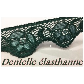 Dentelle Rachel Lycra Elastique Au mètre  En 2.5 cm Vert Emeraude Couture Pour Lingerie, Décorations Et Loisirs Créatifs.