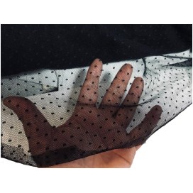Tulle Plumetis stretch Noir En Résille Au Mètre Pour Justaucorps.