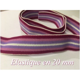 Elastique Plat Au Mètre en 20 mm A Rayure Rouge Et Noir  Pour La Couture.