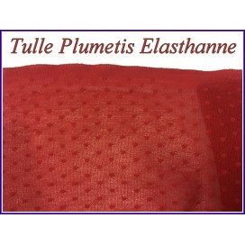 Tissu Tulle Résille plumetis ROUGE Elastique Au Mètre Pour Justaucorps.