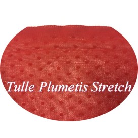 Tissu Tulle Résille plumetis ROUGE Elastique Au Mètre Pour Justaucorps.