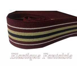 Elastique Plat A Rayure Bordeaux, beige Et Noir En 4 Cm Au Mètre A Coudre  Pour Ceintures Loisirs Créatifs Et Customisations.