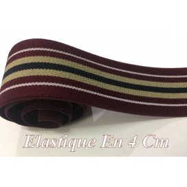 Elastique Plat A Rayure Bordeaux, beige Et Noir En 4 Cm Au Mètre A Coudre  Pour Ceintures Loisirs Créatifs Et Customisations.