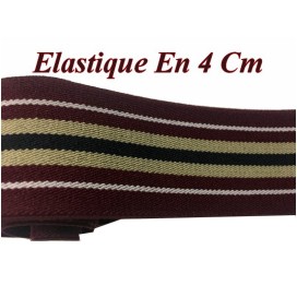 Elastique Plat A Rayure Bordeaux, beige Et Noir En 4 Cm Au Mètre A Coudre  Pour Ceintures Loisirs Créatifs Et Customisations.