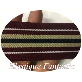 Elastique Plat A Rayure Bordeaux, beige Et Noir En 4 Cm Au Mètre A Coudre  Pour Ceintures Loisirs Créatifs Et Customisations.