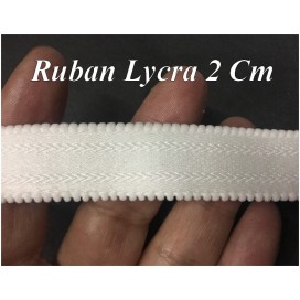 Galon Ruban Lycra En 2 Cm Au Mètre Blanc Pour Lingerie et Customisation.