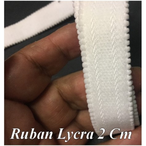 Galon Ruban Lycra En 2 Cm Au Mètre Blanc Pour Lingerie et Customisation.