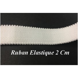 Galon Ruban Lycra En 2 Cm Au Mètre Blanc Pour Lingerie et Customisation.