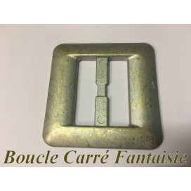 Boucle Ceinture Carré Argent et Doré  En 8 Cm A Coudre.